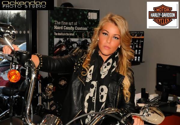 photographer paulwhite published modelling photo taken at Bike shop in essex promo work  with Victoria_Rogers. promo work for us and for   harley davisdon .