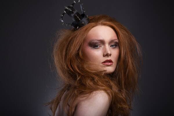 studio Shutterworks Studio hair modelling photo taken at @Shutterworks+Studio. latest image from the fabulous scott chalmers and gingerface wearing a supercute leather crown by hysteria machine makeup and hair by zowie mcintyre.