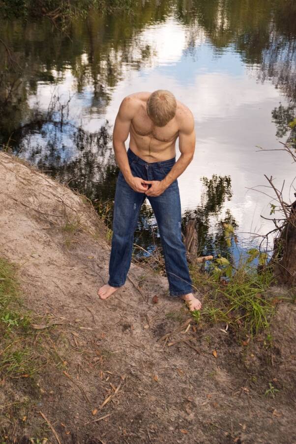 photographer Alankeh fitness modelling photo taken at Florida State Forest with  Richard Robinson. pensive.
